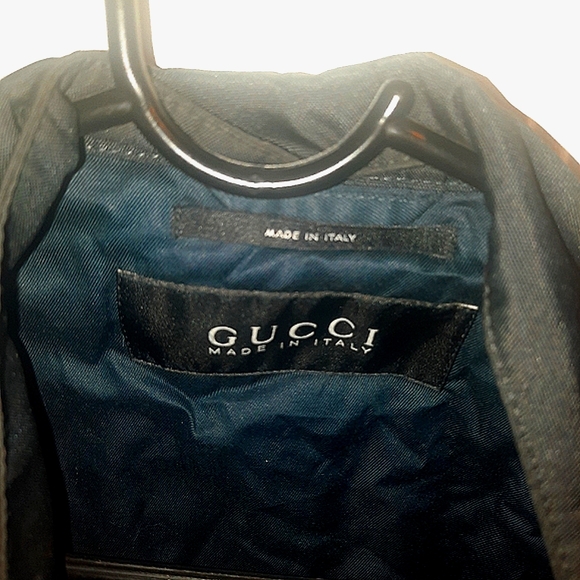 Authentic Brown and Black leather Gucci bomber jacket - Picture 8 of 11